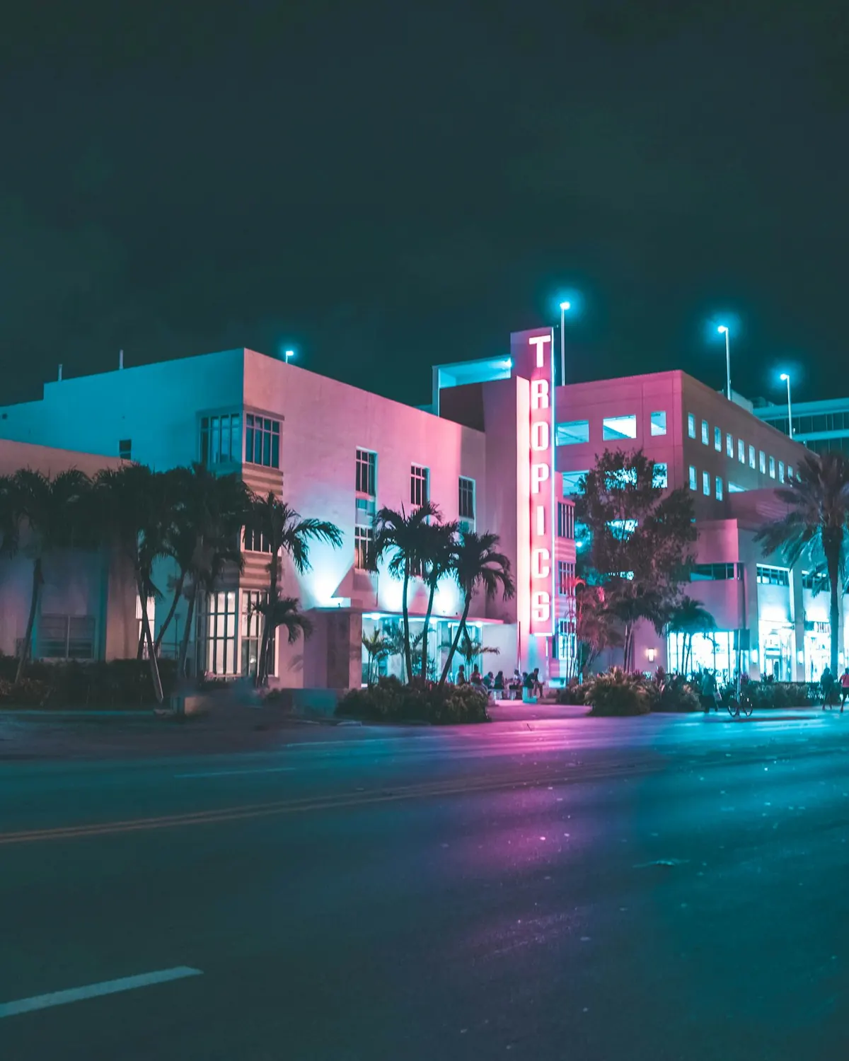 Ocean Drive in Miami Beach at night