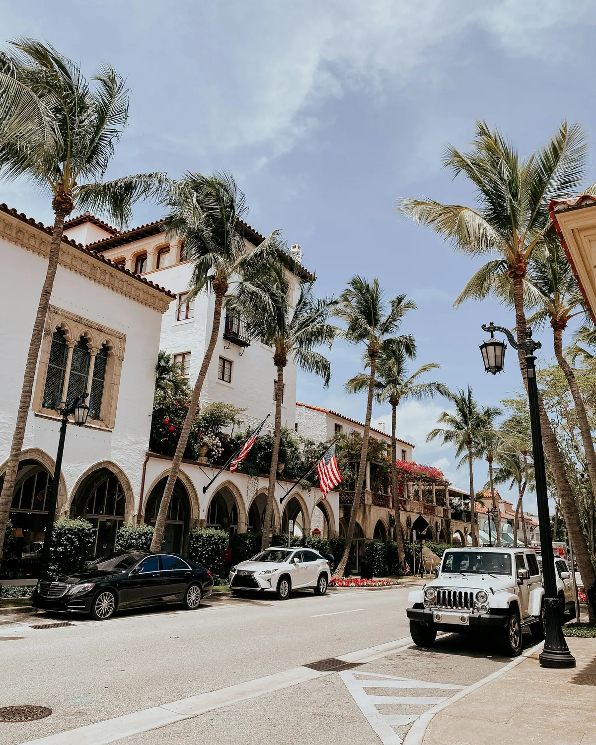 Palm-lined street in Palm Beach
